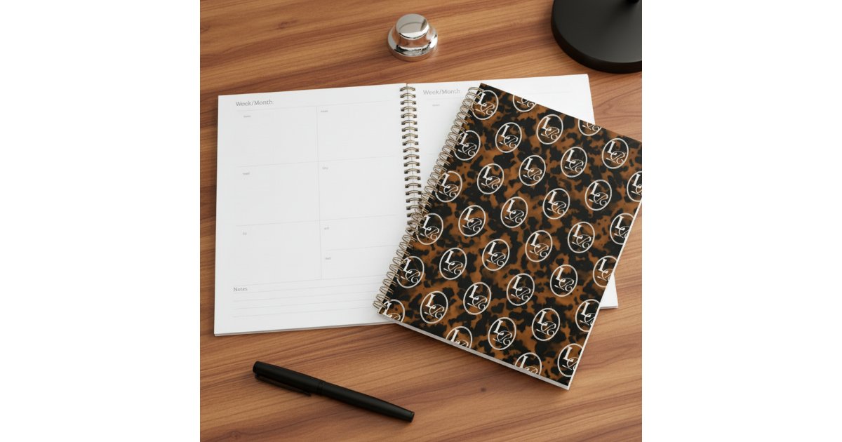 Modern Monogram Tortoise Shell Print Planner Zazzle