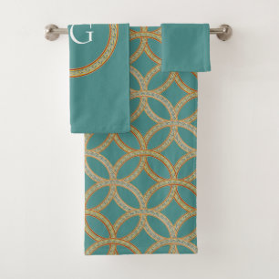 Modern Monogram Towel Set l Circle Pattern