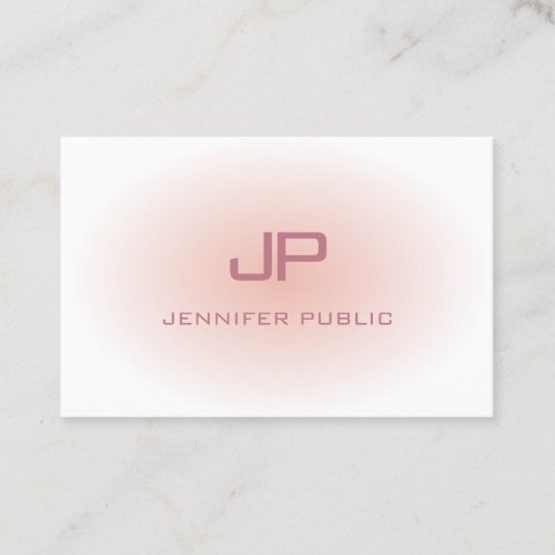 Modern Monogram Trendy Blush Pink White Template Business Card