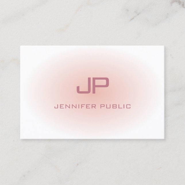 Modern Monogram Trendy Blush Pink White Template Business Card (Front)