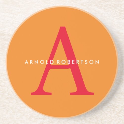 Modern Monogram Trendy Orange Red Coaster