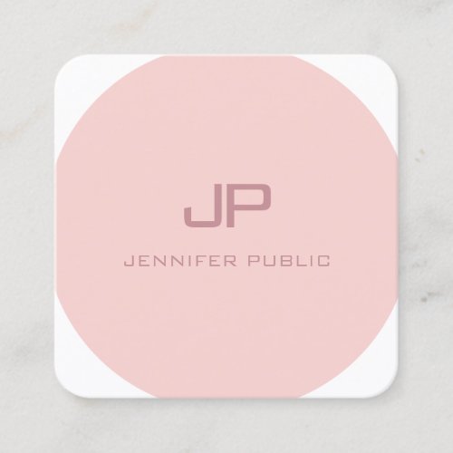 Modern Monogram Trendy Template Blush Pink White Square Business Card