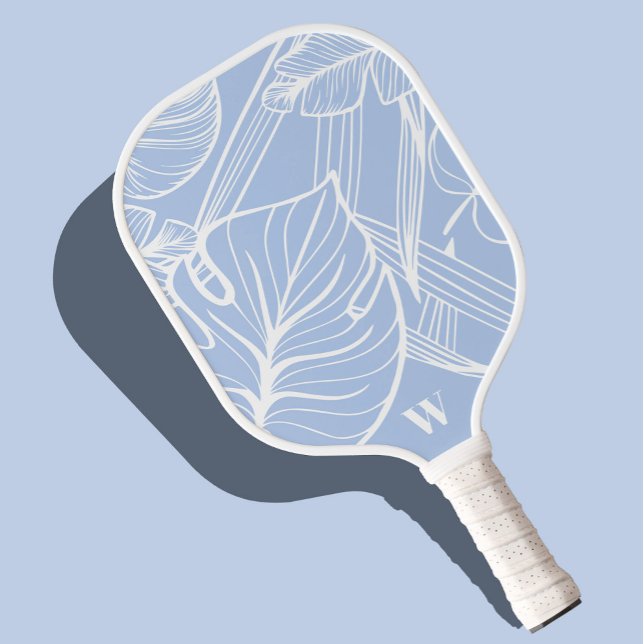 Modern Monogram Trendy Tropical Periwinkle  Pickleball Paddle (Creator Uploaded)