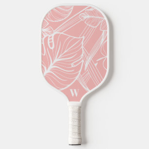 Modern Monogram Trendy Tropical Pink Pickleball Paddle