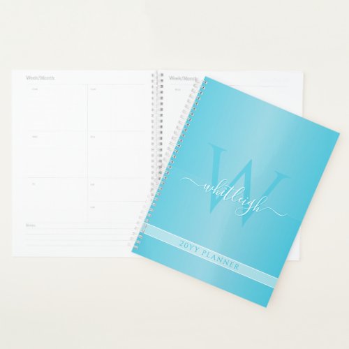 Modern Monogram Turquoise Any Year Appointment Planner