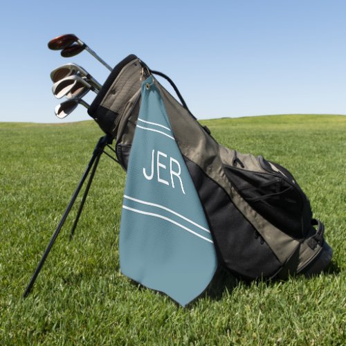 Modern Monogram Turquoise Golfer Sports Pro  Golf Towel