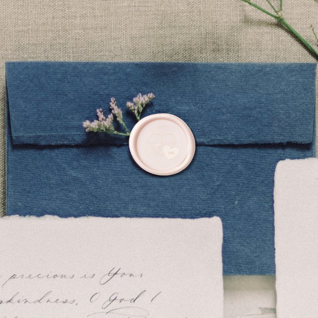 Modern Monogram Two Hearts Wedding Wax Sea Seal Stamp (Creator Uploaded)