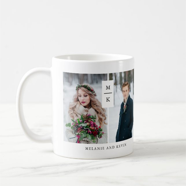 Modern Monogram | Two Photo Grid Coffee Mug (Left)