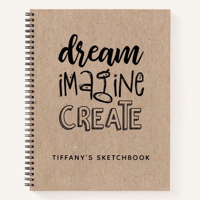 Modern Monogram Typography Artist Sketchbook Name Notebook (Front)