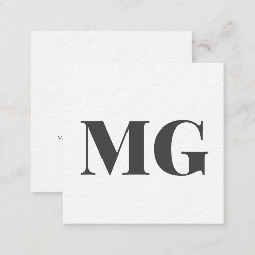 Modern Monogram Typography Dark Gray Square Business Card