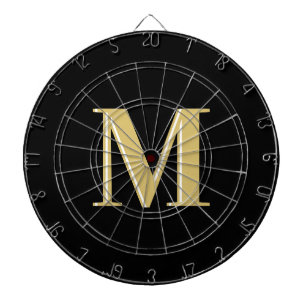 Modern monogram typography gold black dart board