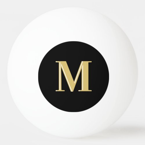 Modern monogram typography gold black  ping pong ball