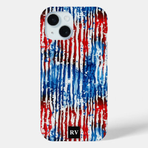 Modern Monogram USA Stars and Stripes iPhone 15 Case