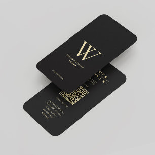 Modern Monogram V W Elegant Logo Black Gold Business Card