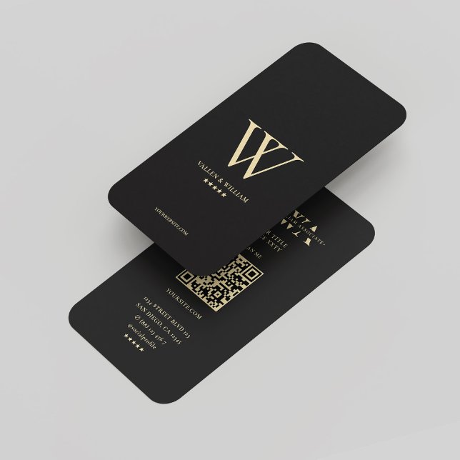 Modern Monogram V W Elegant Logo Black Gold  Business Card (Modern Monogram V W Elegant Logo Black Gold Business Card
)