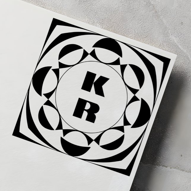 Modern Monogram Vertical Initials Art Stamp (Creator Uploaded)