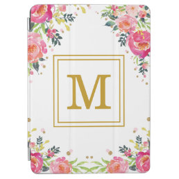 Modern Monogram Watercolor Floral / Pretty Flowers iPad Air Cover