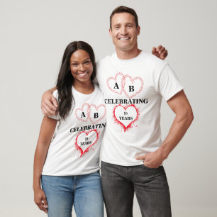 Modern monogram wedding anniversary celebration T-Shirt