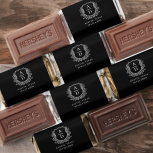 Modern Monogram Wedding Black Crest Hershey's Miniatures