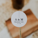 Modern Monogram Wedding Classic Round Sticker<br><div class="desc">Experience elegance with our minimalist monogram,  featuring the initials of both partners and a heartfelt "thank you" beneath. Elevate your wedding favors with this refined label or envelope closure.</div>