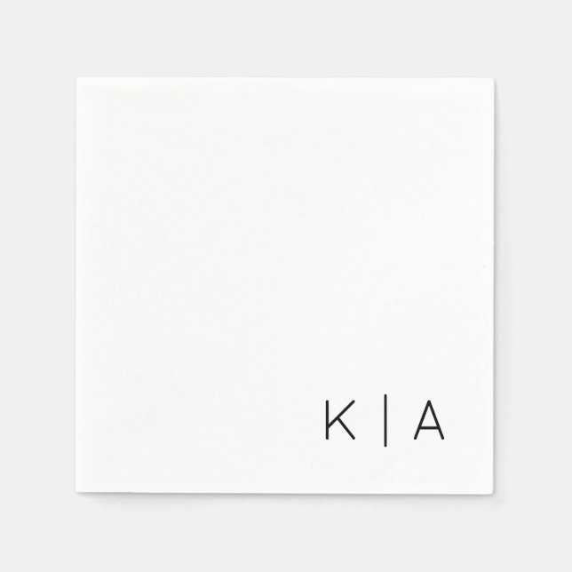 Modern Monogram Wedding Cocktail Napkin (Front)