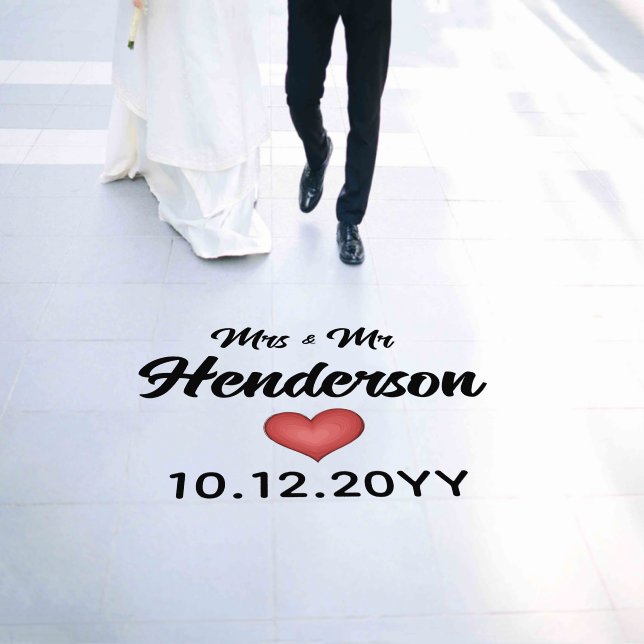 Modern Monogram Wedding dance  Mr Mrs script name  Floor Decals (Wedding)