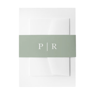 Modern Monogram Wedding Elegant Sage Green Invitation Belly Band