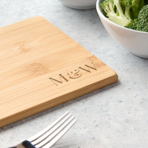 Modern Monogram Wedding  Engraved Cutting Board