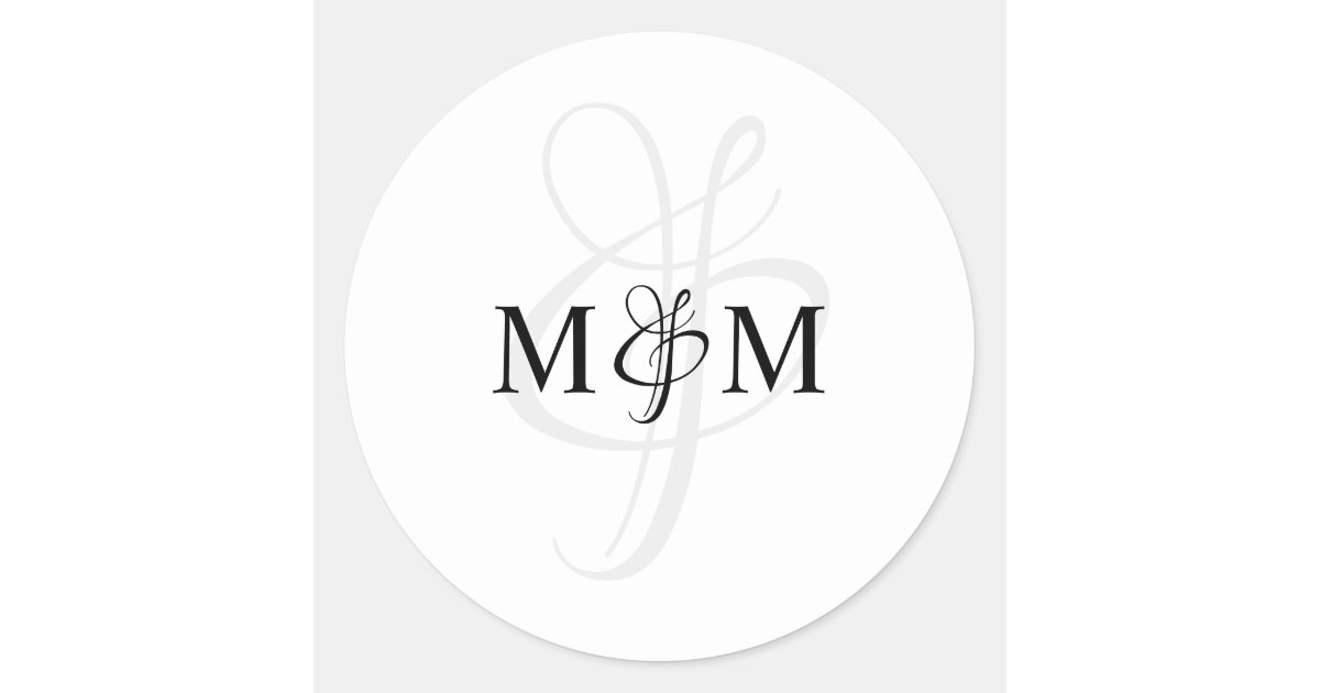 Modern Monogram Stickers for Weddings, Envelope Seals or Favor Stickers,  Modern Theme Party, F1:11