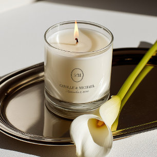 Modern Monogram Wedding Favor Candle Couple Names