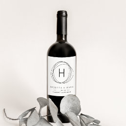 Modern Monogram Wedding Favor Wine Labels