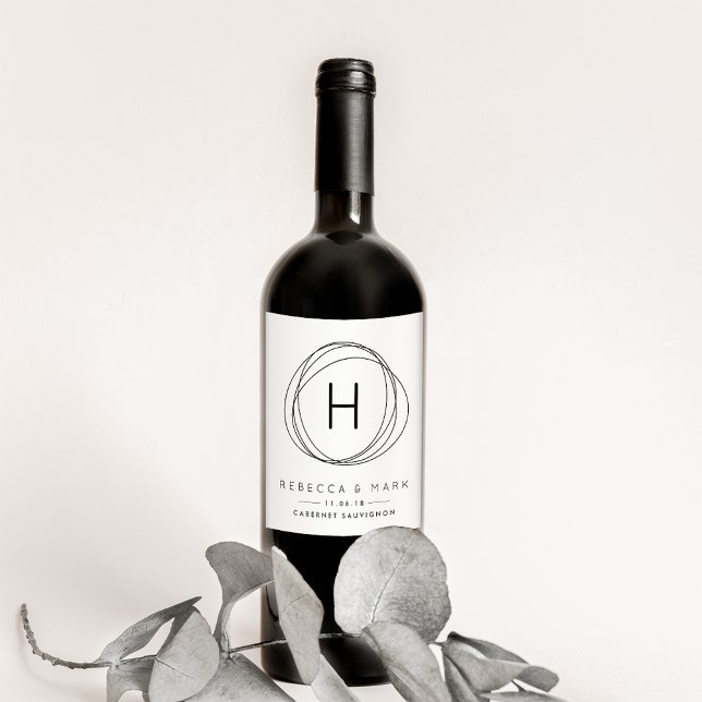 Modern Monogram Wedding Favor Wine Labels (Creator Uploaded)