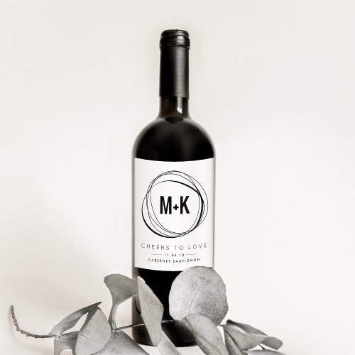 Modern Monogram Wedding Favor Wine Labels