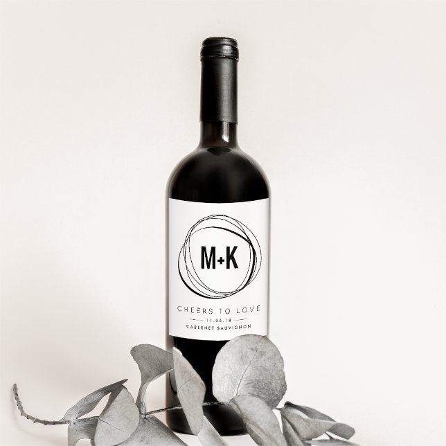 Modern Monogram Wedding Favor Wine Labels (Creator Uploaded)