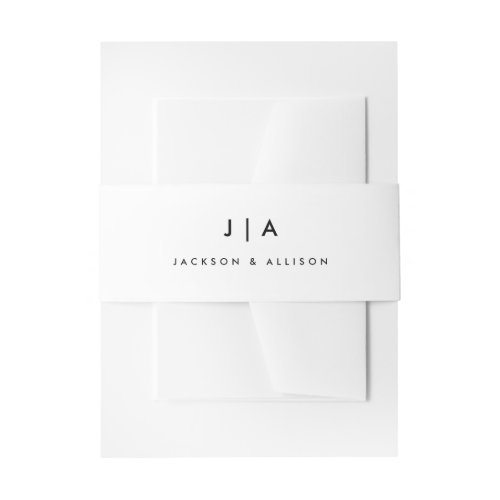 Modern monogram wedding invitation belly band