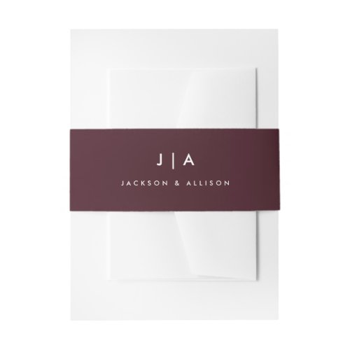 Modern Monogram Wedding Invitation Belly Band