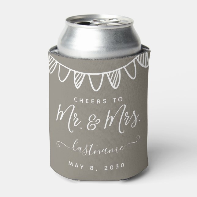  Modern Monogram Wedding Minimalist Classic Can Cooler (Can Front)