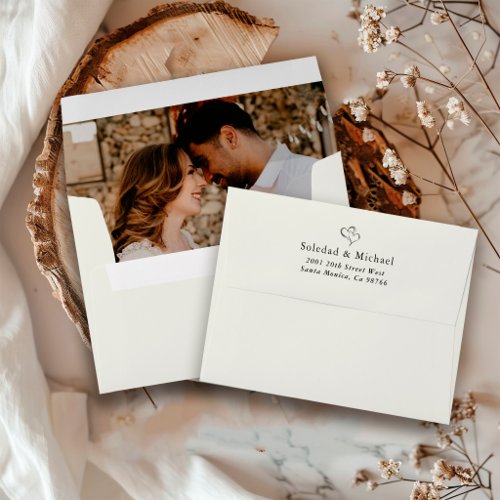 Modern Monogram Wedding Photo Return Address Envelope
