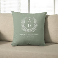 Modern Monogram Wedding Sage Green Crest