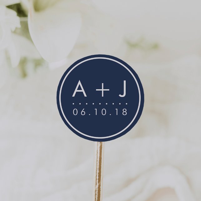 Modern Monogram Wedding Stickers | Custom Color (Creator Uploaded)
