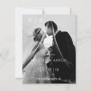 Modern Monogram Wedding Thank You Card
