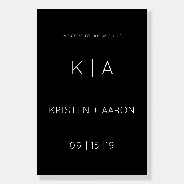Modern Monogram Wedding Welcome Sign (Front)