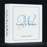 Modern Monogram White & Aqua Blue Wedding Album 3 Ring Binder<br><div class="desc">Modern Rustic Monogram White & Aqua Blue Wedding Album 3 Ring Binder, Wedding Planner or Wedding Photo Album. To savor your memories of the wedding and the planing memories of this big day. Click personalize this template to customize it with the monogram last name initial, and the Bride and Groom...</div>