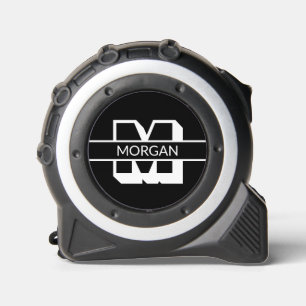 Modern monogram white black bold initial name tape measure