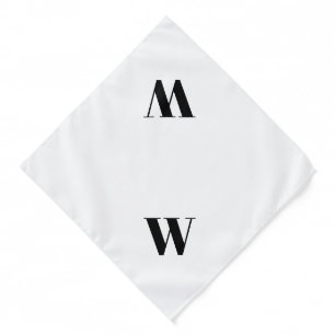 Modern monogram white black custom initial letter bandana