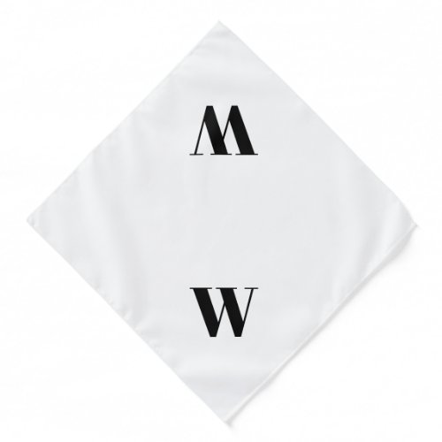 Modern monogram white black custom initial letter bandana