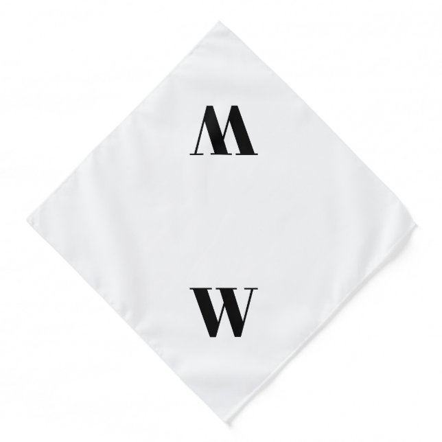 Modern monogram white black custom initial letter bandana (Front)