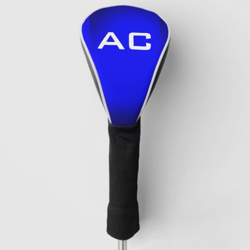 Modern Monogram White Blue Plain Golf Head Cover