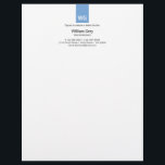 Modern Monogram White Blue Top Letterhead<br><div class="desc">Customize this Clean White and Light Blue Minimalist Letterhead,  very modern and fresh,  with monogram,  professional sleek look designed to be rememberable. Matching business card design can be found here:</div>