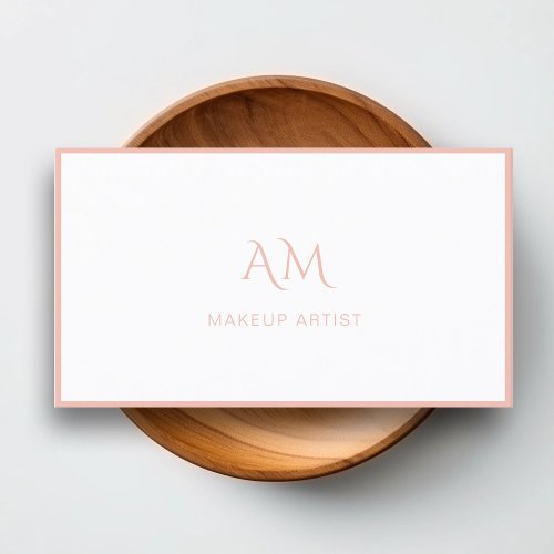 Modern Monogram White_Blush Business Card